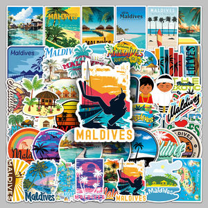 50個工場用ホット荷物ステッカー旅行お土産防水カスタマイズモルディブステッカー - Product Image 1