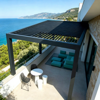Pergola à toit à lamelles en alliage d'aluminium thermolaqué, multi-scènes, moderne, écologique, anti-corrosion, pour terrasse et jardin