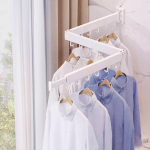 Tendedero de ropa de Metal plegable de aluminio multifuncional, retráctil montado en la pared que ahorra espacio para baño y sala de estar - Product Image 4