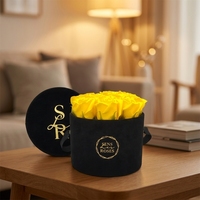 Boîtes cadeaux rondes en velours mat avec logo personnalisé OEM, en matériaux recyclés, pour l'emballage de bouquets de fleurs, boîte en carton