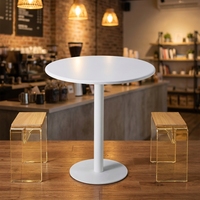 Ensemble de table à manger ronde contemporaine moderne en acier inoxydable, durable, écologique, blanc, petite taille, vente en gros