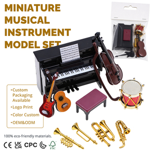 Ensemble de modèles d'instruments de musique classiques miniatures en <span class=keywords><strong>plastique</strong></span> pour maison de poupée, mini piano, guitare, saxophone, trompette, violon, micro-scène - Product Image 1