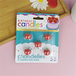 Velas de cumpleaños con forma de cereza, 5 piezas, decoraciones para pastel con forma de fruta para fiestas - Product Image 1