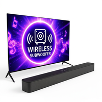 Barre de son en bois Etistar avec subwoofer sans fil 120W RMS 2.1 canaux, télécommande pour contrôle via application, pour home cinéma et téléviseur, OEM