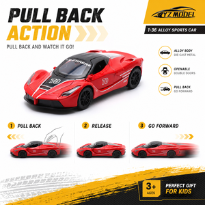 YZMODEL <span class=keywords><strong>Prix</strong></span> d'usine Miniature de supercar à rétrofriction à l'échelle 1:36 avec portes papillon ouvrables en alliage métallique, jouet de voiture de sport - Product Image 4