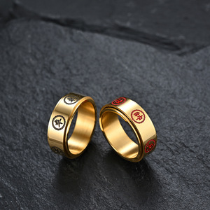 Chinese Style Chess <b>Titanium</b> Steel Rotating <b>Ring</b> <b>Black</b> General Red Commander Index Finger <b>Ring</b> Gift for Competitions - Product Image 4