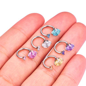 Anneaux de septum 16G pour femmes et hommes, en titane G23, zircon, or, barre en forme de <span class=keywords><strong>fer</strong></span> à <span class=keywords><strong>cheval</strong></span>, piercing pour le nez, le <span class=keywords><strong>tragus</strong></span>, la sourcil, l'hélix, le daith - Product Image 5