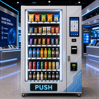 Máquina Expendedora Refrigerada con Pantalla Táctil, Máquina Expendedora de Bebidas, Aperitivos y Alimentos, Sistema de Pago en Efectivo y con Tarjeta