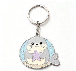 Custom Marine Animal Metal Key Chain Zinc Alloy Seal <b>Keyring</b> Enamel Souvenir Gift for Aquarium Shop - Product Image 1