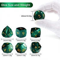Ensemble de dés polyédriques DND en verre artisanal personnalisé à facettes multiples, gravé avec des pierres précieuses naturelles, œil de chat vert, 1 pièce, Dragons et Donjons