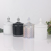 Portavelas de Vidrio Clásico de Alta Calidad con Tapa, Recipiente Vacío para Velas con Tapa de Vidrio