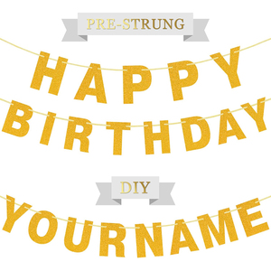 Bannière Couronne <span class=keywords><strong>Joyeux</strong></span> <span class=keywords><strong>Anniversaire</strong></span> avec Lettres Dorées, Bannière pour Fête Prénatale, Garçons Filles, Bricolage Papier d'Oignon, 54 Lettres et Accessoires - Product Image 1