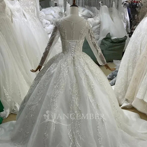 Vestido de novia de manga larga Encaje brillante Lentejuelas Vestidos de novia <span class=keywords><strong>Capilla</strong></span> Lsbh44 - Product Image 6