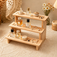 Étagère de présentation rétro en bois, organisateur à 3 niveaux, multifonctionnelle, style mid-century moderne, en bois de frêne