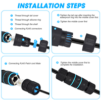 Cable Ethernet Mini M23 Corto, Blindado e Impermeable, Conector Hembra RJ45, IP68, Ethernet Industrial CAT5E, Cobre y Nylon