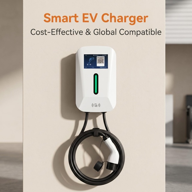 7kw Wallbox EV Charger with LED Light, Type B RCD, TPU Cable, Card Start, IP65, Open Wiring, CE/UKCA/TUV 7kw Ev Charger Type 2