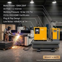 Compresor de Aire de Tornillo Sin Aceite de 7.5KW 10HP 4 en 1, 0.48 M3/min, 16 bar, 232 Psi, Aire Puro Clase 0 para Máquina de Corte Láser de 750W-1000W