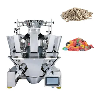 Mesin kemasan biji-bijian Multihead otomatis, mesin pemberat biji kopi, cokelat, mesin kemasan tanggal kering