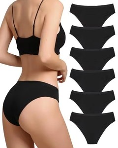 Lot de 5 culottes <span class=keywords><strong>tanga</strong></span> invisibles taille haute respirantes sans coutures pour femme – Idéales pour l'entraînement - Product Image 1