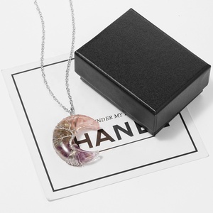 สร้อยคอจี้เรซิ่นรูปพระจันทร์เสี้ยวพันลวดทำมือ สร้อยคอจี้หินคริสตัลธรรมชาติบำบัดจักระ - Product Image 6