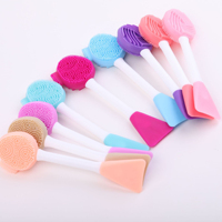 Brosse nettoyante exfoliante en silicone à long manche, élimine les cellules mortes accumulées, lisse la texture rugueuse et terne du visage