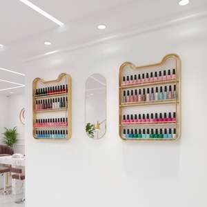 Estante de lujo ligero con forma de rombo para esmaltes de uñas, combinación de estantes triangulares decorativos flotantes para exhibición en salones de belleza y spa de uñas. - Product Image 3