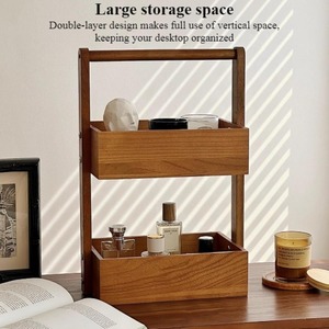 Acacia Wood Storage <b>Rack</b> 2-Tier Wooden Desktop Organizer Modern Minimalist Counter Organizer Wall Mounted Double Tier - Product Image 5