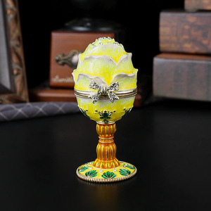 Nouvel Œuf de Pâques exquis en forme de lotus, en métal émaillé, œuf <span class=keywords><strong>Fabergé</strong></span> pour cadeaux - Product Image 5