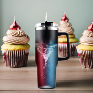 Vaso de agua de acero inoxidable de <span class=keywords><strong>40</strong></span> oz moderno sublimación de negocios a granel al por mayor de almacén de EE. UU. con asa y pajita - Product Image 5