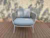 Canapé d'extérieur Hangkai, chaise en rotin pour balcon, canapé individuel en rotin pour cour extérieure, chaise décontractée en rotin pour balcon, table basse