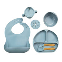 Ensemble de vaisselle pour enfants Yuye 5 pièces, bavoir, assiette, bol, cuillère, fourchette, autres accessoires d'alimentation, sans BPA, en silicone, vaisselle pour bébé