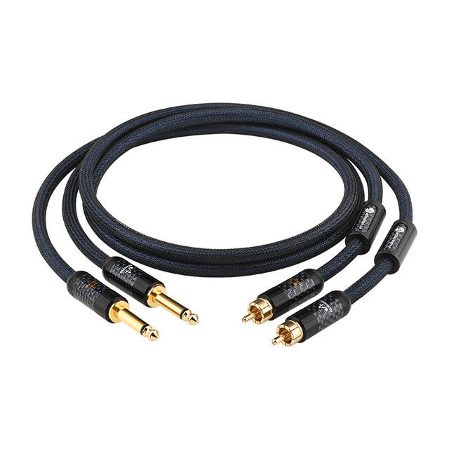 Professional Hi-Fi Dual 6.5mm RCA Male Audio Video Cable Carbon Fiber Gold-Plated Plug Pure Silver Speaker/Microphone/Piano