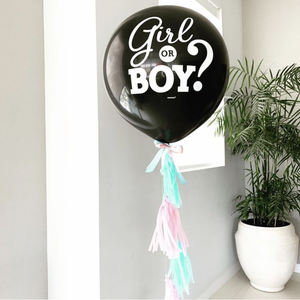 Ballon en latex noir de 36 pouces avec confettis bleus et roses pour la douche des enfants et l'annonce du sexe - Product Image 5