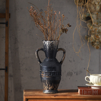 Vas MgO Gaya Retro Vintage, Pot Rustic Elegan untuk Dekorasi Rumah, Hiasan Ruang Tamu