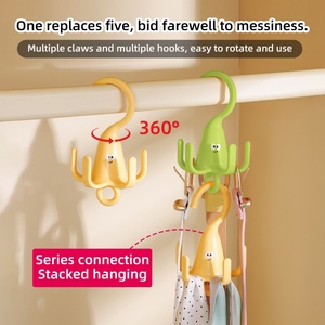 Space Saving Banana Five Rotated Hanger Hooks <b>Wardrobe</b> Clothes Rack Organizer Bag Belt Scarf <b>Hanging</b> Rack Closet Hanger - Product Image 2