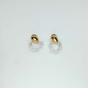 <b>Crystal</b> <b>Earrings</b> PVD Gold Plated 316L Stainless Steel Sustainable Resistant <b>Studs</b> - Product Image 1