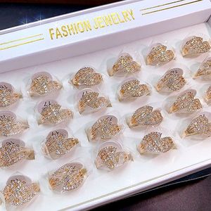 Luxury Gold Plated <b>Ring</b> Full Cz Zircon Mix Bulk Gemstone Opening <b>Adjustable</b> <b>Ring</b> Shiny Micro-Inlaid Irregular Zircon <b>Ring</b> - Product Image 3