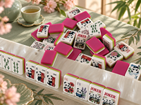 Cadeau d'entreprise personnalisé, jeu de tuiles de mahjong américain Panda, 160 pièces en acrylique, bambou cerisier gravé, avec tapis