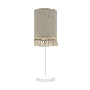 Lampada da Tavolo Bianca e Beige, 46x15x15 cm, Attacco E14, Ideale per Illuminare e Decorare Ambienti. - Product Image 1