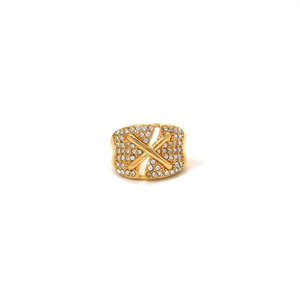 Fashion <b>Rings</b> Micro Pave PVD <b>Gold</b> Plated 316L Stainless Steel Sustainable Resistant Cross Design <b>Cocktail</b> <b>Ring</b> - Product Image 2