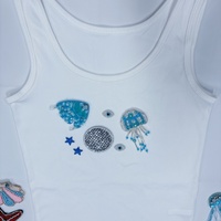 Top long sans manches pour femme, été, col croisé, fait main, orné de perles et de strass, paillettes, respirant, devant