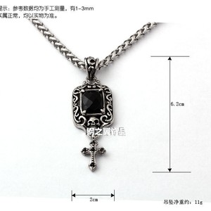 Yunnique-collar con colgante de cruz y calavera de acero y titanio para mujer, estilo vintage, con bisel de piedra negra, joyería de moda - Product Image 2