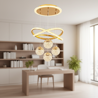 Lustres LED en cristal acrylique, aluminium et fer doré, réglables en hauteur, style minimaliste nordique de luxe pour chambre à coucher