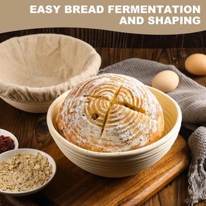 Panier de rangement rond en rotin fait main de 9 à 10 pouces, paniers de fermentation pour le levain du pain - Product Image 3