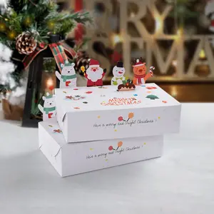 กล่องของขวัญปาร์ตี้คริสต์มาส DIY ลูกอมน่ารักบิสกิตคริสต์มาสสุขสันต์พับกล่องบรรจุภัณฑ์