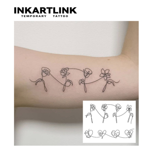 Tatuaje Temporal Personalizado de una Línea con Corazón de Rosa, a Base de Hierbas, Resistente al Agua, de Larga Duración (15 Días), Semipermanente, <span class=keywords><strong>para</strong></span> <span class=keywords><strong>Brazo</strong></span>, Muñeca, Mujeres - Product Image 1