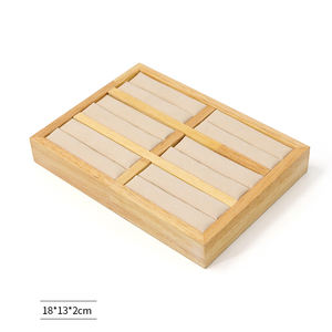 Comptoir en bois en bambou Pu, pour présentoir de bijoux empilables, plateau en daim - Product Image 4