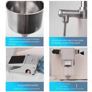 Machine de remplissage verticale manuelle pneumatique pour bouteilles de 10 à 100 ml, idéale pour le shampoing, le beurre de cacahuète, le miel, les sauces, le yaourt, les crèmes cosmétiques et les liquides. - Product Image 6