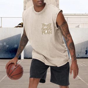 Camiseta sin mangas FOXA para hombre, con estampado cristiano, de algodón con lavado ácido, para entrenamiento y gimnasio, diseño de fe religiosa - Product Image 2