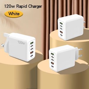 120W USB Loại C gan tường sạc năm 5 cổng du lịch <span class=keywords><strong>Power</strong></span> Adapter nhanh xách tay điện thoại di động phí Adapter Đối với Samsung S24 S25 - Product Image 4